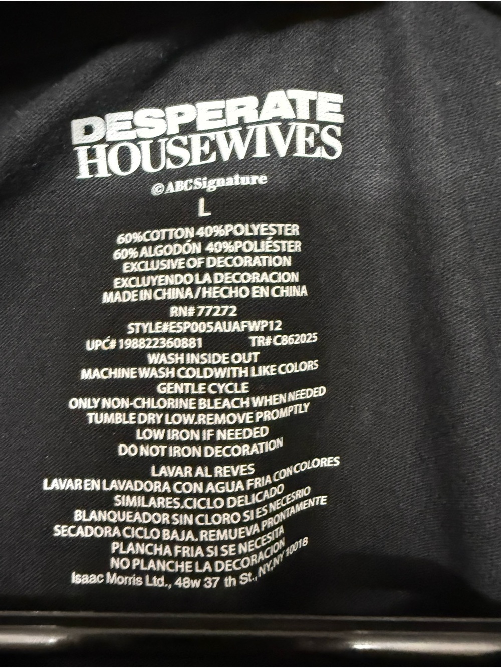 Desperate Housewives Graphic Tee - Black with Red and White Print (SKU0092) - Picture 4 of 4